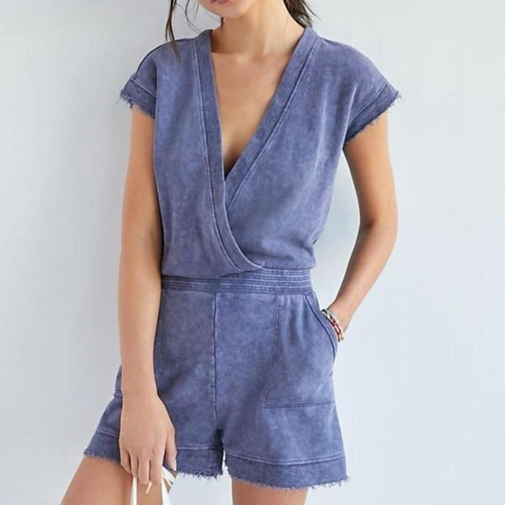Daily Practice by Anthropologie Frayed Surplice Romper